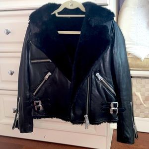All Saints leather/fur jacket